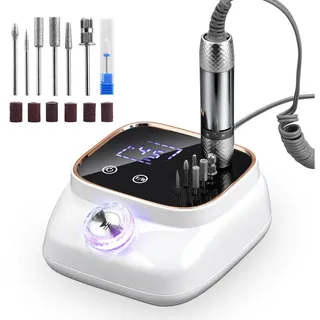 CkeyiN Pro Maniküre-Pediküre-Set Profi Nagelfräser 45000RPM,Fräser für Gelnägel, mit Lcd-Display,Nagelfeile Maniküre Pediküre Zubehör Set, für den Heimgebrauch und Nagelstudios weiß