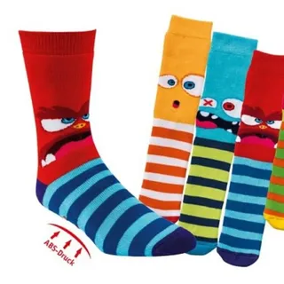 Socks 4 Fun ABS-Socken Socks 4 Fun Kinder ABS Socken lustige Monster 3-er Bündel (3-er Bündel, 1-Paar, 3er-Bündel) ABS-Druck bunt 31-34