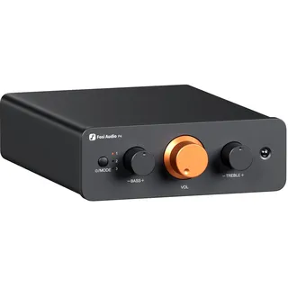 Fosi Audio P4 Mini Preamp mit 3 RCA-Eingängen, Heimaudio-Stereovorverstärker für Verstärker/Aktiv-Subwoofer/Lautsprecher, 3-stufigem Verstärkungsregler (3/6/9 dB), Bass- und Höheneinstellung