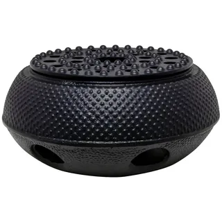 Spetebo Gusseisen Stövchen massiv schwarz - 13,5 cm - Teewärmer nach Japanischer Art - Tee Kanne Wärmer Untersetzer Heizung