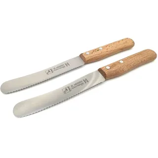 2 Herder Solingen Buckelsmesser Frühstücksmesser 22cm Wellenschliff 1,5mm stark rostfrei Buche