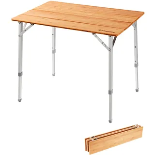 KingCamp Bambus Falt Tisch Camping Klapptisch Garten Alu Holz 3Höhen Verstellbar