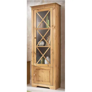 otto home Vitrine OTTO HOME "Lisa", beige (natur gebeizt, gewachst), B:60cm H:180cm T:35cm, Massivholz, Schränke, Vitrine, aus schönem massivem Kiefernholz, mit einer schönen Glastürfront