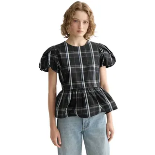 Scotch & Soda Cap Taffeta Peplum Kurzarm-bluse - Taffeta Check - 42