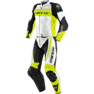 Dainese Mistel, Lederkombi 2tlg. - Weiß/Neon-Gelb/Schwarz - 50