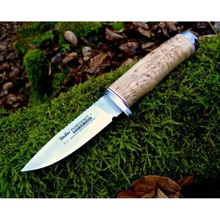 Linder Karelia Hunter 2 ATS34 Premiumstahl Maserbirke Jagdmesser incl. Lederscheide