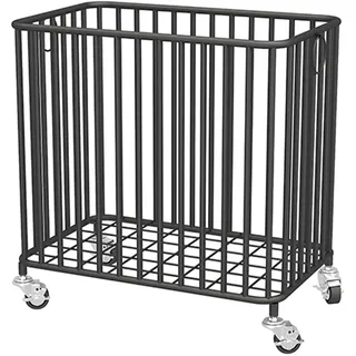 Easyars Rollender Wäschekorb mit Rollen, großer Metall-Wäschekorb, Aufbewahrungskorb für Kleidung oder Leinen, für Wohnzimmer, Badezimmer, Schrank oder Kinderzimmer, Schwarz