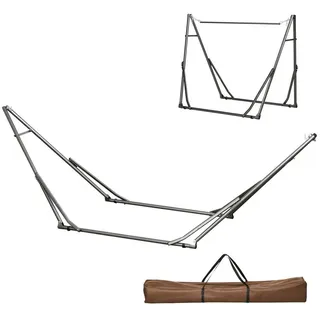 Outsunny Hängemattengestell für Hängematte, Faltbarer 2-in-1 Hängemattenständer, Kleiderständer für Terrasse, Garten, Hof, bis 120 kg Belastbar, Stahl, 290 x 92 x 88cm