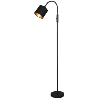 meineWunschleuchte Kleine Stehleuchte 130cm mit Flexarm, und Stoffschirm Schwarz/Gold