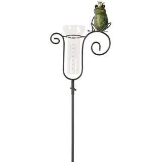 itsisa Regenmesser Gartenstecker Frosch Froschkönig H:130 cm aus Eisen - Deko Niederschlagsmesser Frösche Garten, Gartenteich, Gartendeko, Metalldeko