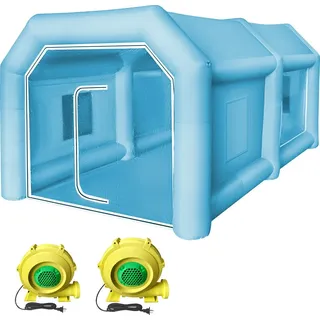 Vevor Aufblasbares Spritzkabinenzelt nach Maß, Aufblasbares Lackierkabinenzelt 750 W + 350 W Auto Lackierkabine Arbeitsplatz 210D Oxford-Gewebe mit 2 Gebläsen 4 x 2,5 x 2,2 m Blau Autoparkgarage