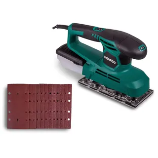 VONROC Schwingschleifer 240W ohne Akku + Staubsammelbehälter + 12 Stück Schleifpapier
