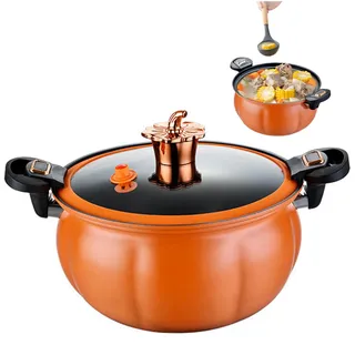 Mini-Schnellkochtopf, 8l-Kürbistopf, schneller Heizdrucktopf mit Schlossgriffen, Nicht-Schicht-Stockpot mit Deckel für Gas, Induktion, elektrische Herden, Kürbis, Mini-Kocher