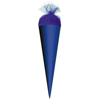 ROTH Schultüte Basteltüte ultramarinblau - 50 cm rund - mit dunkelblauem Tüllverschluss