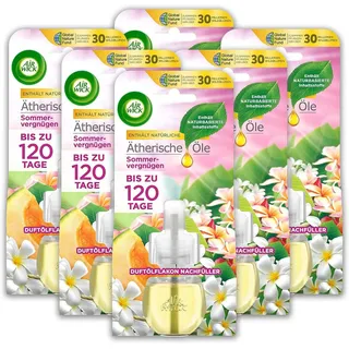 RECKITT Air Wick Duftölflakon Nachfüller Sommervergnügen – Blumig-frischer Raumduft – 6er Duftöl Set – Plastikfreie Verpackung