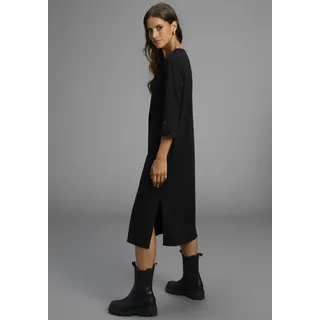 LAURA SCOTT Midikleid LAURA SCOTT, Damen, Gr. 36, N-Gr, schwarz, Milano Rib, Obermaterial: 76% Polyester, 20% Viskose, 4% Elasthan, unifarben, Basic, figurumspielend wadenlang, Rundhals, Kleider Midikleid, aus Milano-Ribstoff, das perfekte Basic