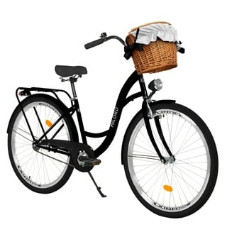 MILORD BIKES Cityrad Milord City Fahrrad Korb Damenfahrrad, 28/26 Zoll, Schwarz, 1-Gang, 1 Gang schwarz