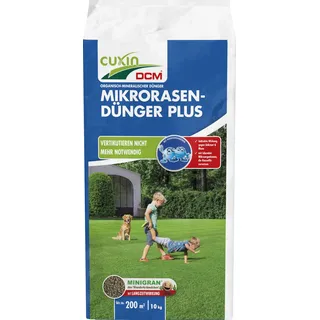 CUXIN DCM Mikrorasen-Dünger Plus - Langzeit Rasendünger - MINIGRAN® TECHNOLOGY - Kein Vertikutieren nötig - organisch-mineralischer NPK-Dünger- 10 KG für 200qm
