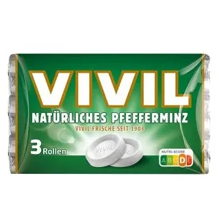 vivil® Pfefferminz mit Zucker Bonbons 84,0 g, 3 Rollen