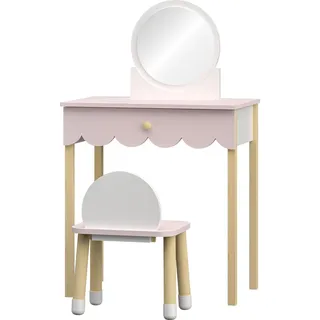 [en.casa] Kinderschminktisch mit Stuhl Vestnes Cotton Candy/Weiß