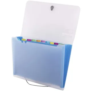 D.RECT 5540 Fächermappe organizer | Dokumentenmappe mit Registerkarten in Verschiedenen Farben | Erweiterbare Ordnermappe mit Fächern | Document Mappe mit 12 Fächer A4 Blau Abdeckung