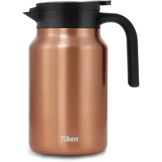 Tiken 1.5L Thermoskanne aus Doppelwandingem Edelstahl Isolierkanne Kaffeekanne mit Quick Tip Verschluss