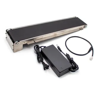 LeTkingok Automatischer Mini-Förderband, 24 V, Edelstahl, 460 mm x 85 mm, Belastung 3,5–5 kg, 35 U/min (mit Strom)