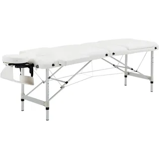 Homcom Massageliegen klappbar Kosmetikliegen höhenverstellbarer Massagetisch Massagebett Aluminium Schaumstoff Kunststoff Weiß, 215 x 60 x 61-84 cm