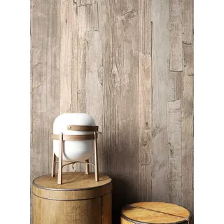 Newroom Vliestapete, Tapete Holzoptik Holztapete 3d Optik Holztapete Vintage Holz Optik Holzwand Vliestapete Holz Wohnzimmer Schlafzimmer Büro Flur Holzbalken Holzlatten, Holzwand, Naturholz beige