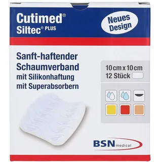 BSN medical Cutimed Siltec Plus Schaumverband 10x10 cm Haftend, 12 St