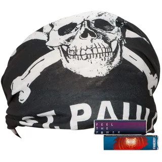 FC St. Pauli Schlauchschal Umhängetuch Schlauchtuch Multifunktionstuch Schal Tuch Aufdruck Totenkopf Damen Herren Unisex schwarz + 4X FANERGY Traubenzucker - Einheitsgröße