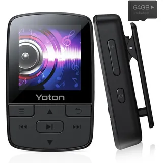 Yoton MP3-Player Bluetooth 5.2, FM-Radio, HiFi-Klangqualität | Sprachaufnahme, unabhängiger Lautstärkeregler, inkl. Kopfhörer, erweiterbar