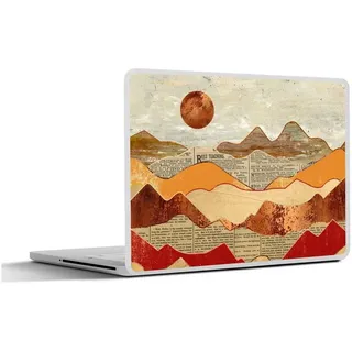 MuchoWow Laptop-Aufkleber Vintage - Zeitung - Bronze - Abstrakt - Landschaft - Farben, (1tlg), Selbstklebendes Laptop Folien Cover, Sticker, Kratzschutz, 40x30 cm bunt Ø 50.00 cm x 40 cm x 30 cm