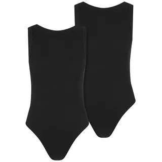 URBAN CLASSICS Ladies Rib Tank Body 2-Pack - Schwarz
