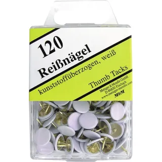 M und M Reißnägel VE=120 Stück kunststoffüberzogen weiß