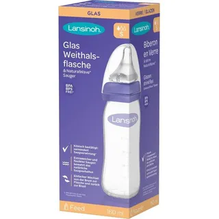 Lansinoh Laboratories Inc. Niederlassung Deutschland Lansinoh Glas Weithalsflasche 160ml mit Sauger S 1 st