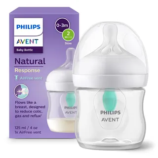 Philips AVENT Natural Response - Babyflasche mit Airfree Ventil 125ml, Sauger 2 - SCY670/01
