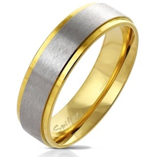 BUNGSA Partnerring Ring Verlobungsring Paarring zweifarbig aus Edelstahl Unisex (Ring, 1-tlg), Damen Herren silberfarben 60 (19.1)