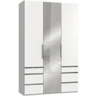 Level 150 x 236 x 58 cm weiß mit Spiegeltüren und Schubladen