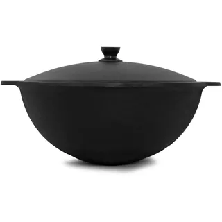 4big.fun Gusseisen Kasan 12L NAMANGAN Deckel Kazan WOK Kessel Camping BBQ