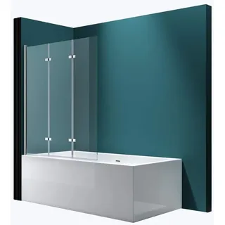 Mai & Mai Duschwand für Badewanne Badewannen-Aufsatz 130x140cm Duschwand Badewanne Links Badewannenfaltwand Klarglas 6mm ESG-Glas Nano-Versiegelun...