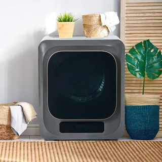 Merax Wäschetrockner 3kg bis 4kg Abgastrockner 850W Edelstahltrockner, Mehrfachfiltration, UV-Sterilisation, Überhitzungsschutz, wandmontierbar, Grau (Ohne Auspuffschlauch)