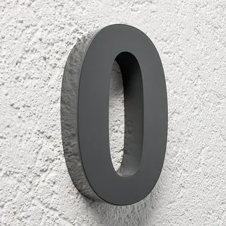 Longlife LED 3D Hausnummer 0 Edelstahl anthrazit RAL7016 Schriftart Arial