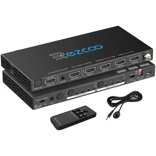 HDMI Matrix 4 in 2 Out 4K 60Hz 4:4:4 ARC HDR D-olby Vision Atmos SPDIF 5.1CH Breakout 3.5mm Stereo HDCP2.2- PC Console 16 EDID HDMI Scaler 4K 1080P Sync, HDCP2.2 HDMI2.0 Matrix 4x2 IR Remote
