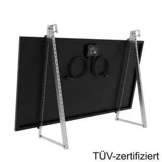 sunenergyxt Solarmodulhalterung 3-in-1 silber für Balkon, Terrasse, Flachdach