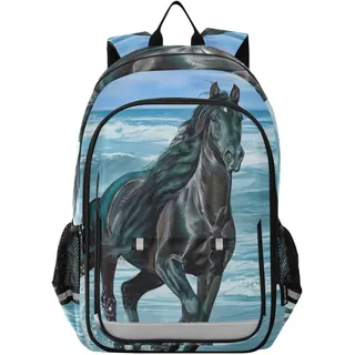 Vnurnrn Kunst Schöne Geschenke Für Tiere Pferde Schulter Rucksack Kinderrucksack Für Schule Mädchen Jungs Büchertasche Schülerrucksack mit Laptop Rucksäcke - 33 x 22 x 45 cm