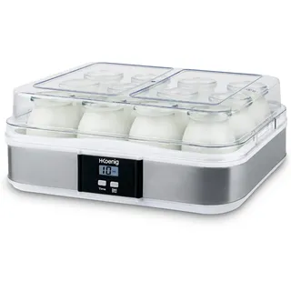 h.koenig ELY120 Joghurtbereiter, Edelstahl, 12 Gläser, 1,8 Liter