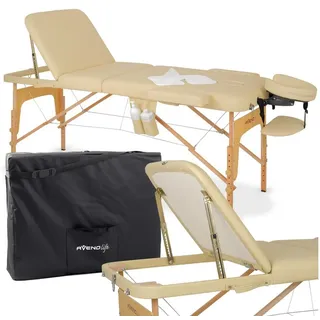 Habys Massageliege Klappbar aus Holz mit 3 Zonen 185×70cm, Bianca | Massage Liege Verstellbarer Rückenlehne 48°, Massagetisch Klappbar mit Kopfstütze und Tragetasche Massagebett bis 250 kg