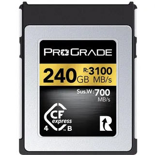 ProGrade Digital CFexpress 4.0 Typ B Speicherkarte für Kameras, optimiert für Express-Übertragung von Dateien und großen Speicher, 240 GB Gold-Serie