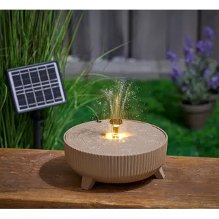 Northpoint Solar Springbrunnen Gartenbrunnen Wasserfontäne mit LED Beleuchtung Wasserspiel für Außenbereich Energieeffizient Umweltfreundlich Dekoration (Beige)